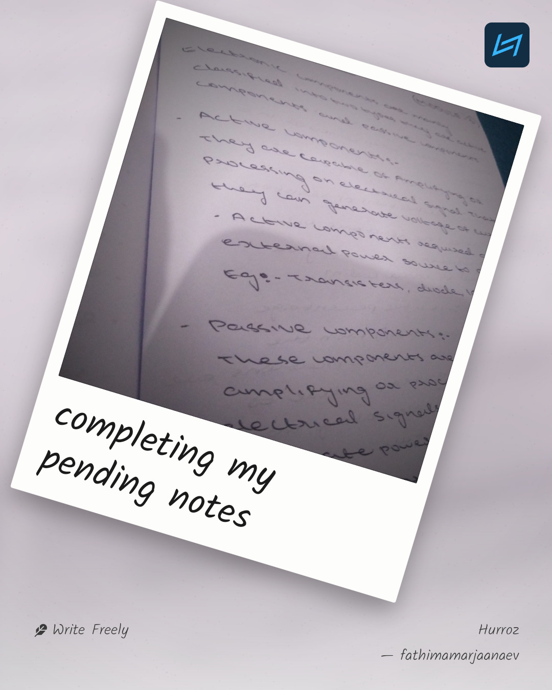 completing my pending notes