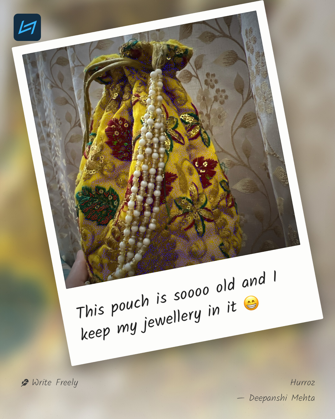This pouch is soooo old and I keep my jewellery in it 😁