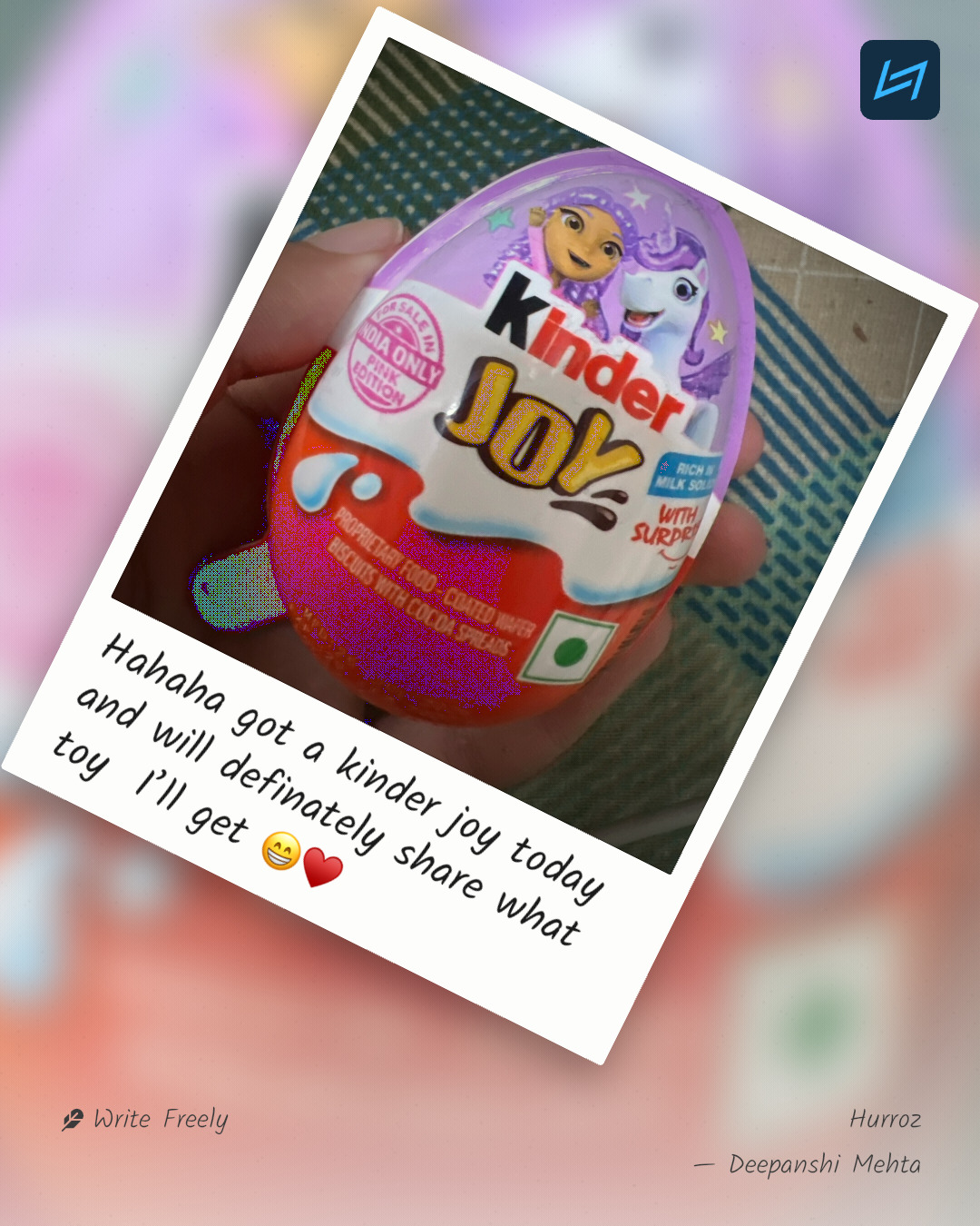Hahaha got a kinder joy today and will definately share what toy I’ll get 😁♥️