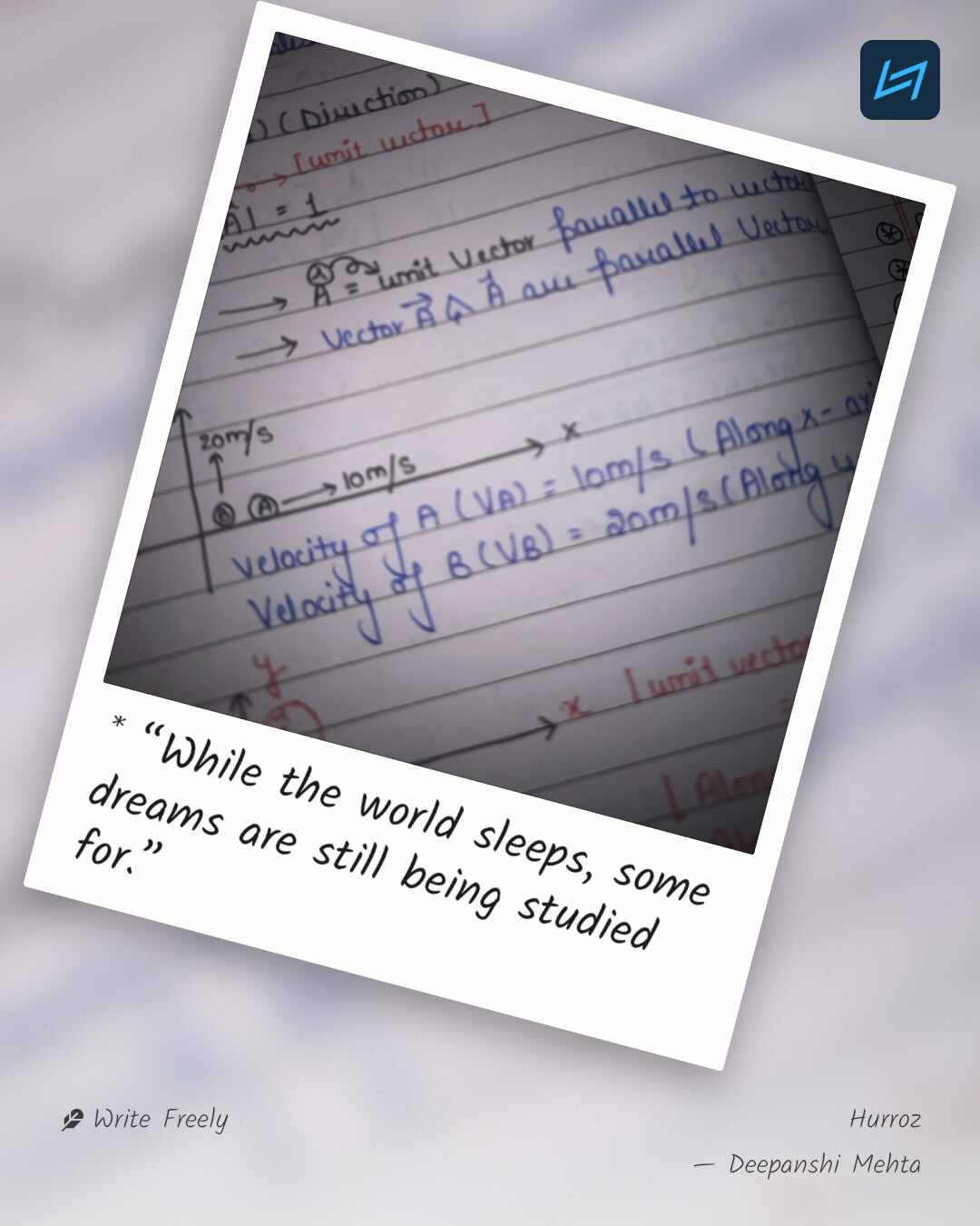 * “While the world sleeps, some dreams are still being studied for.”