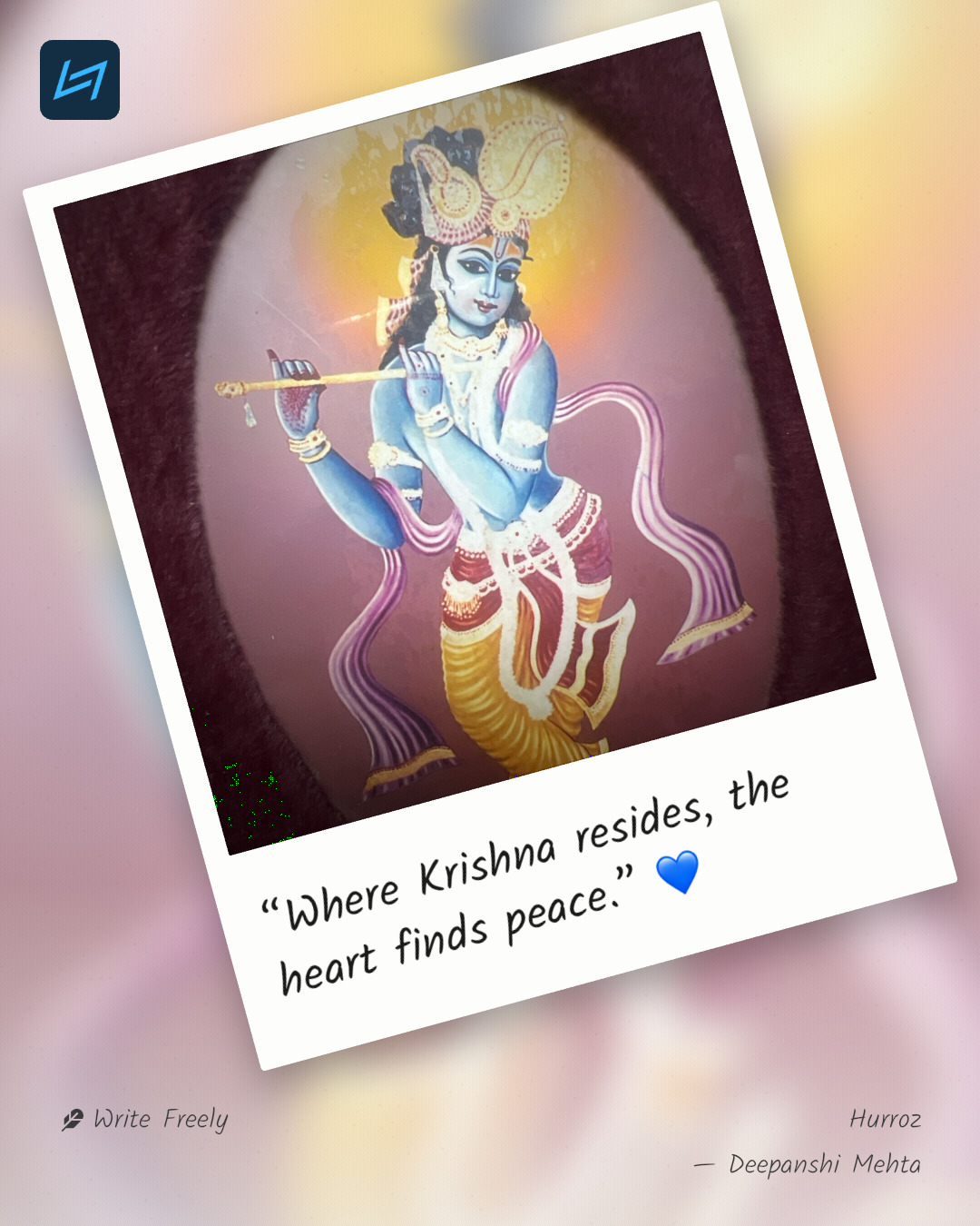 “Where Krishna resides, the heart finds peace.” 💙