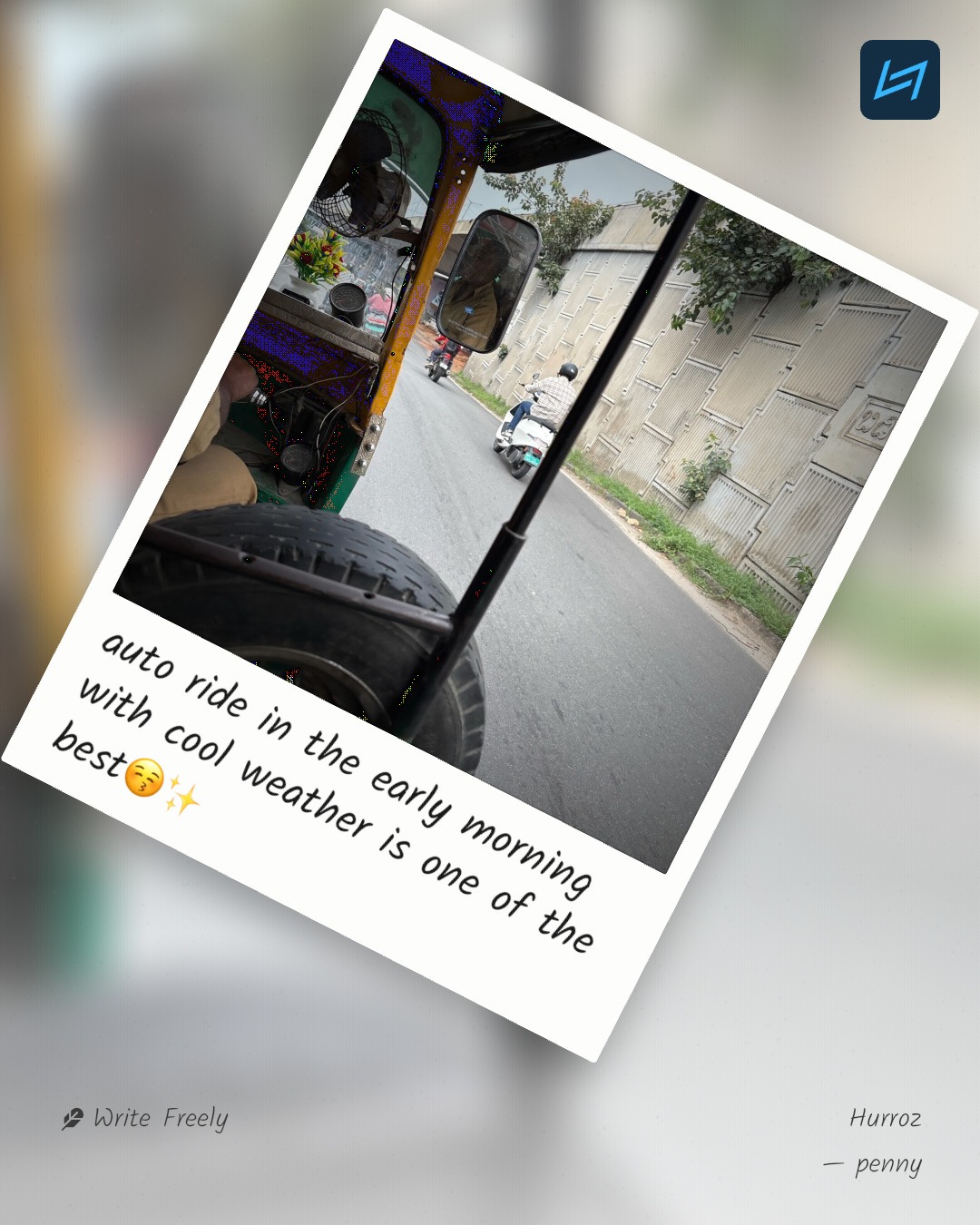auto ride in the early morning with cool weather is one of the best😚✨