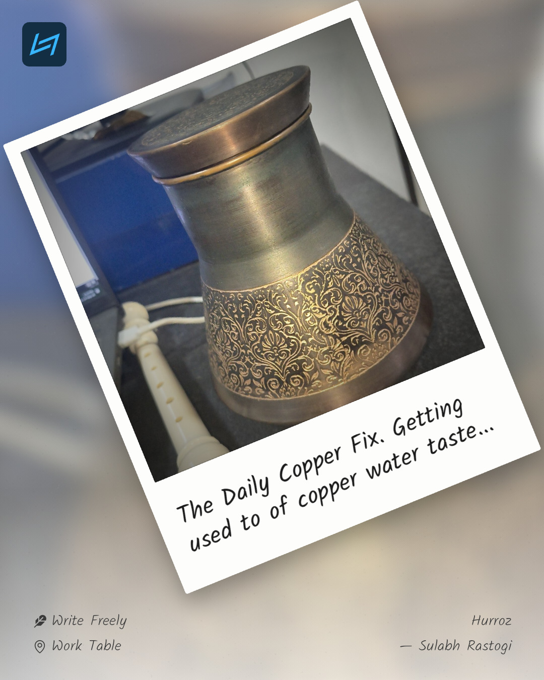 The Daily Copper Fix. Getting used to of copper water taste...