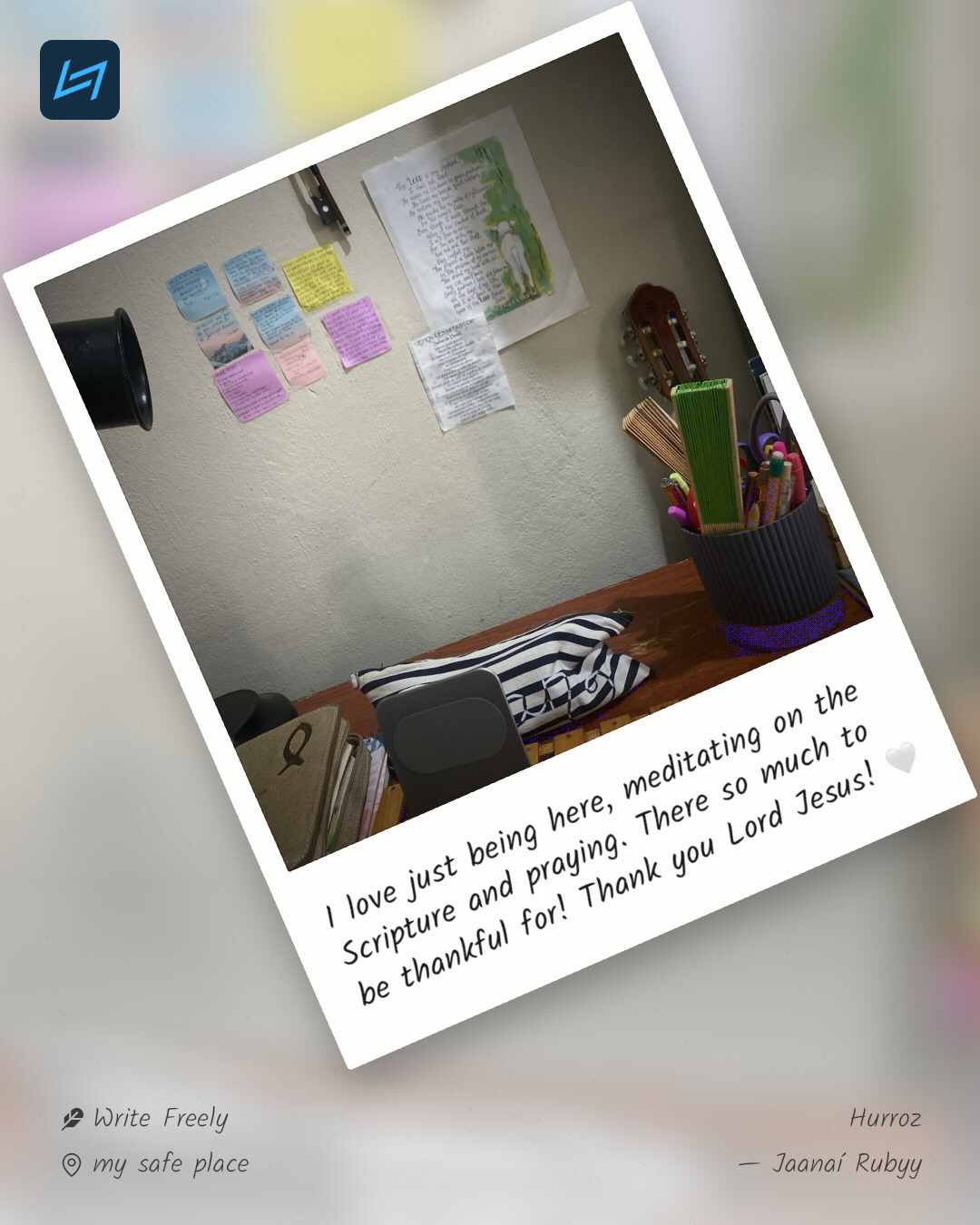 I love just being here, meditating on the Scripture and praying. There so much to be thankful for! Thank you Lord Jesus! 🤍
