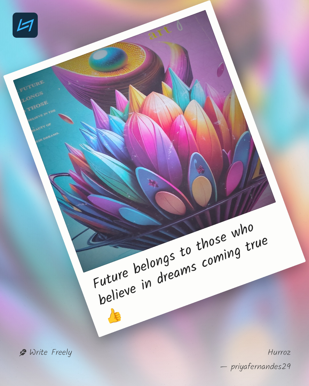 Future belongs to those who believe in dreams coming true👍